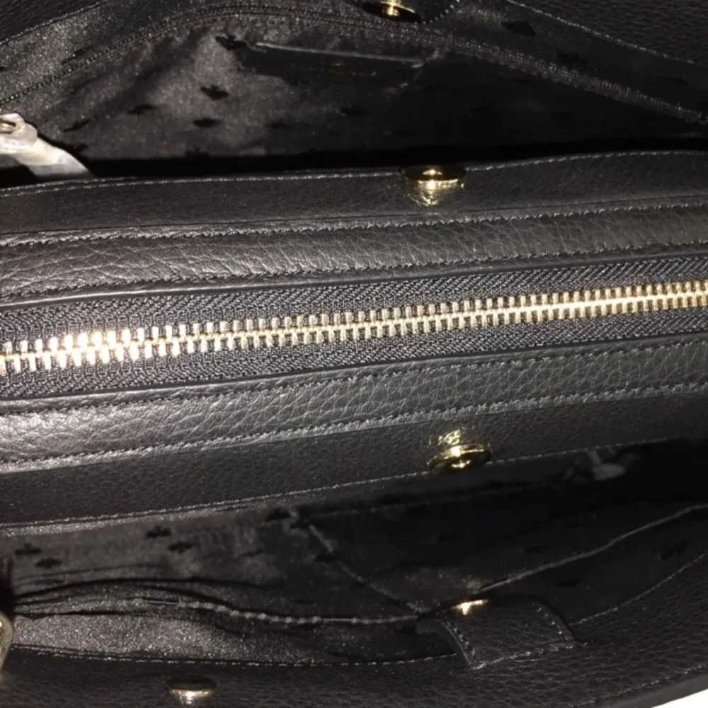 KATE SPADE LEILA MEDIUM TRIPLE COMPARTMENT SATCHEL SHOULDER BAG BLACK LEATHER - Picture 13 of 14